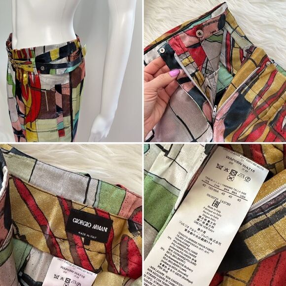 EUC ɢɪᴏʀɢɪᴏ ᴀʀᴍᴀɴɪ ᴍᴜʟʙᴇʀʀʏ ꜱɪʟᴋ ᴘᴏᴘ ᴀʀᴛ ᴄᴏʟᴏʀ ᴛʀᴏᴜꜱᴇʀꜱ - Picture 16 of 17